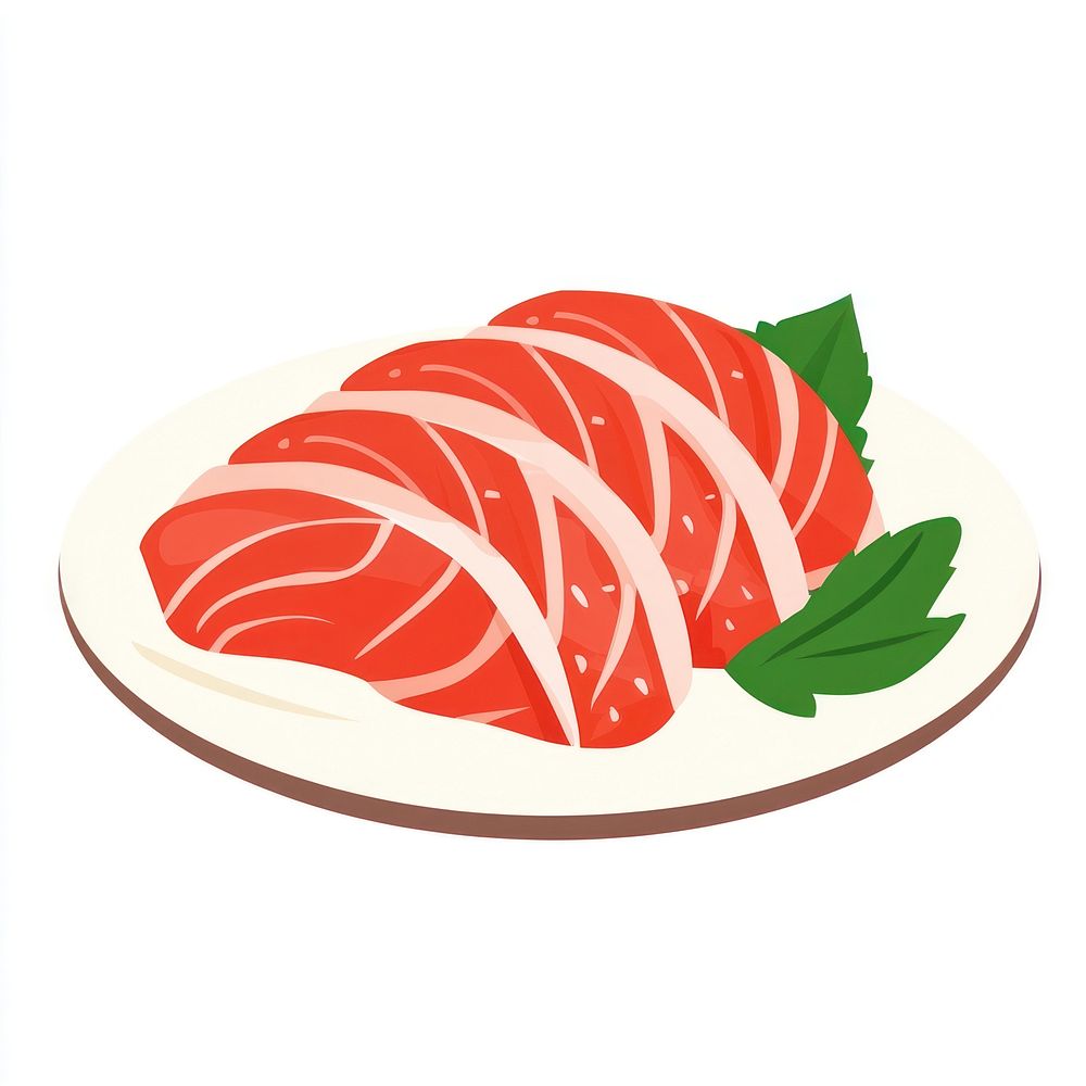 Tuna sashimi illustration food dish.