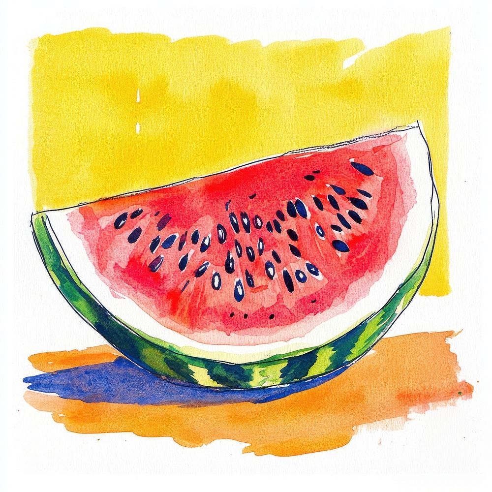 Watermelon illustration watercolor fruit.