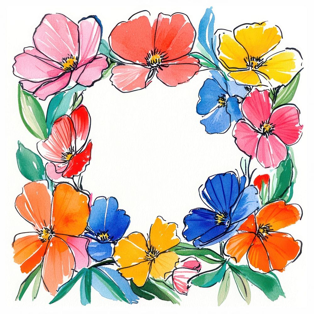 Cosmos flower frame flowers illustration watercolor.