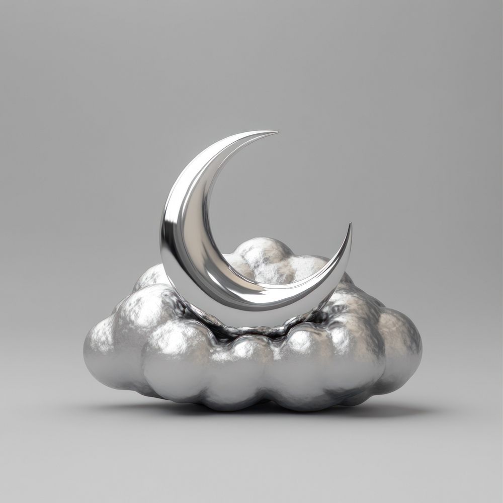 A crescent moon metallic resting cloud.