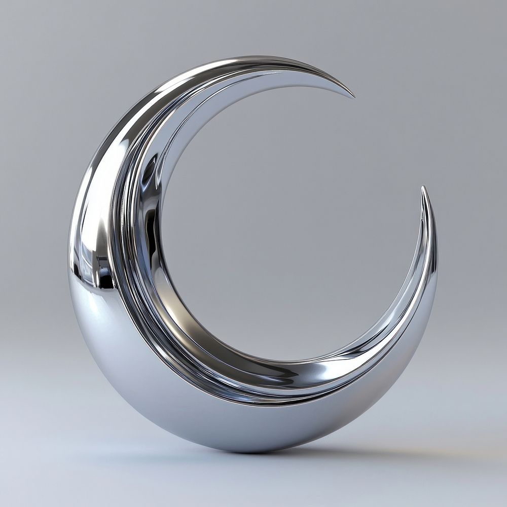 A crescent moon metallic modern design.