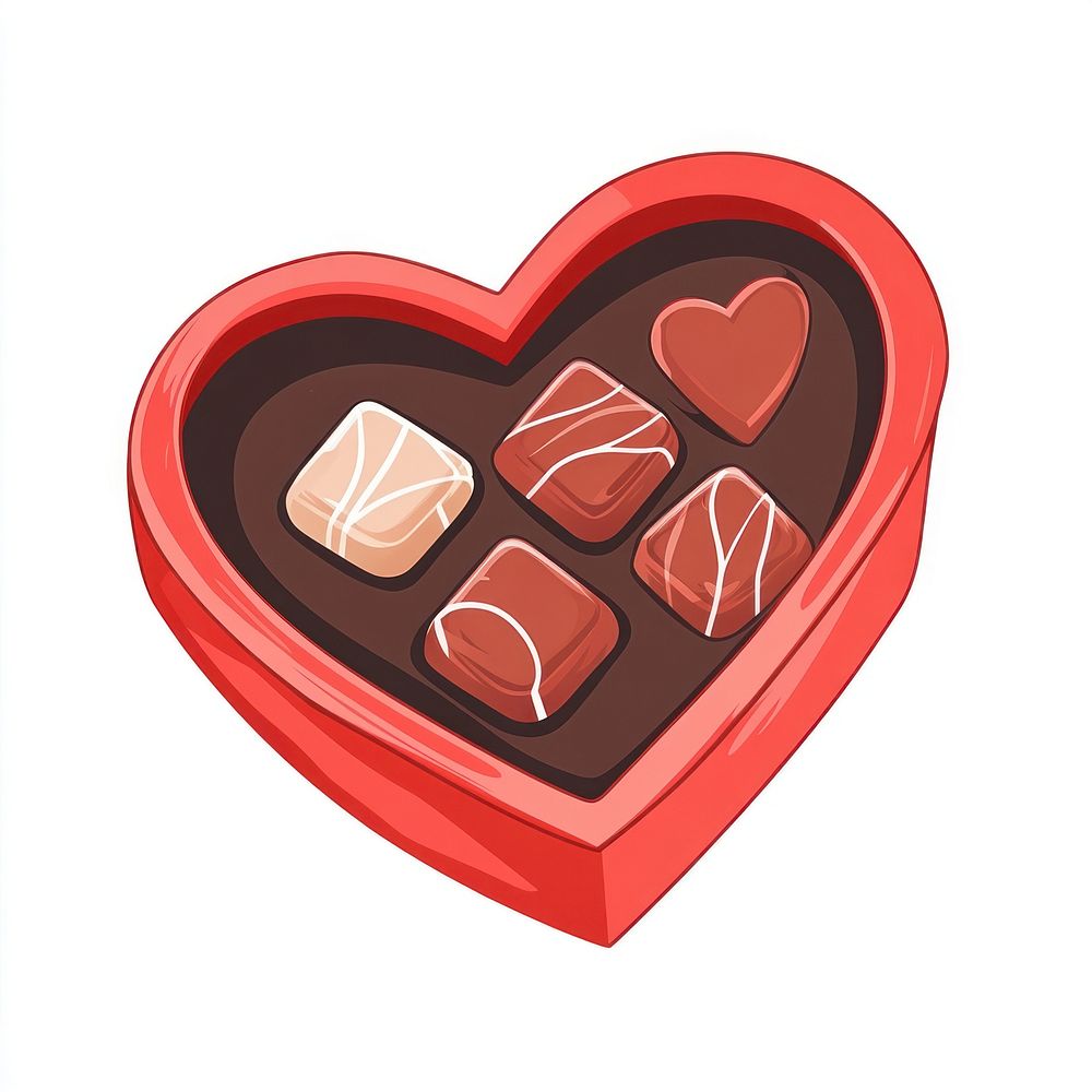 Heart chocolate box illustration sweets red.