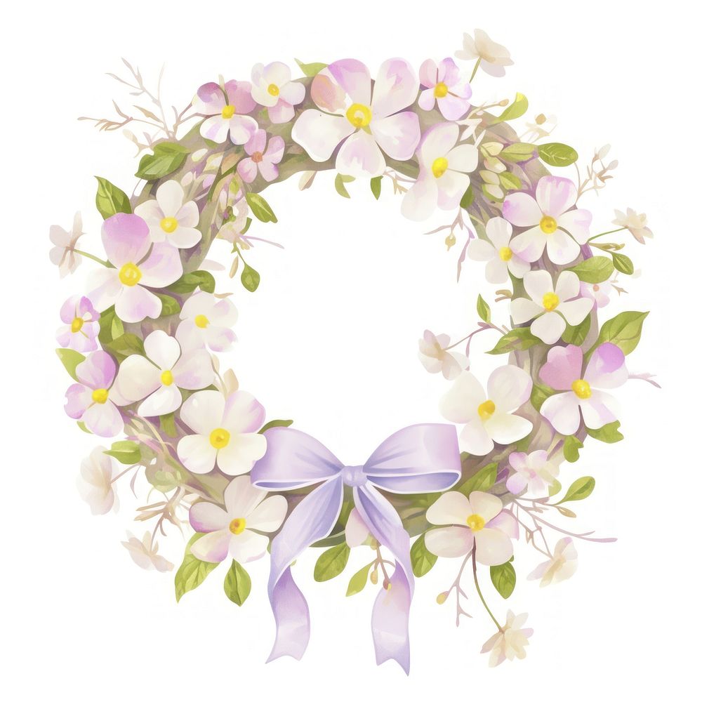 Coquette spring wreath art illustration flowers.