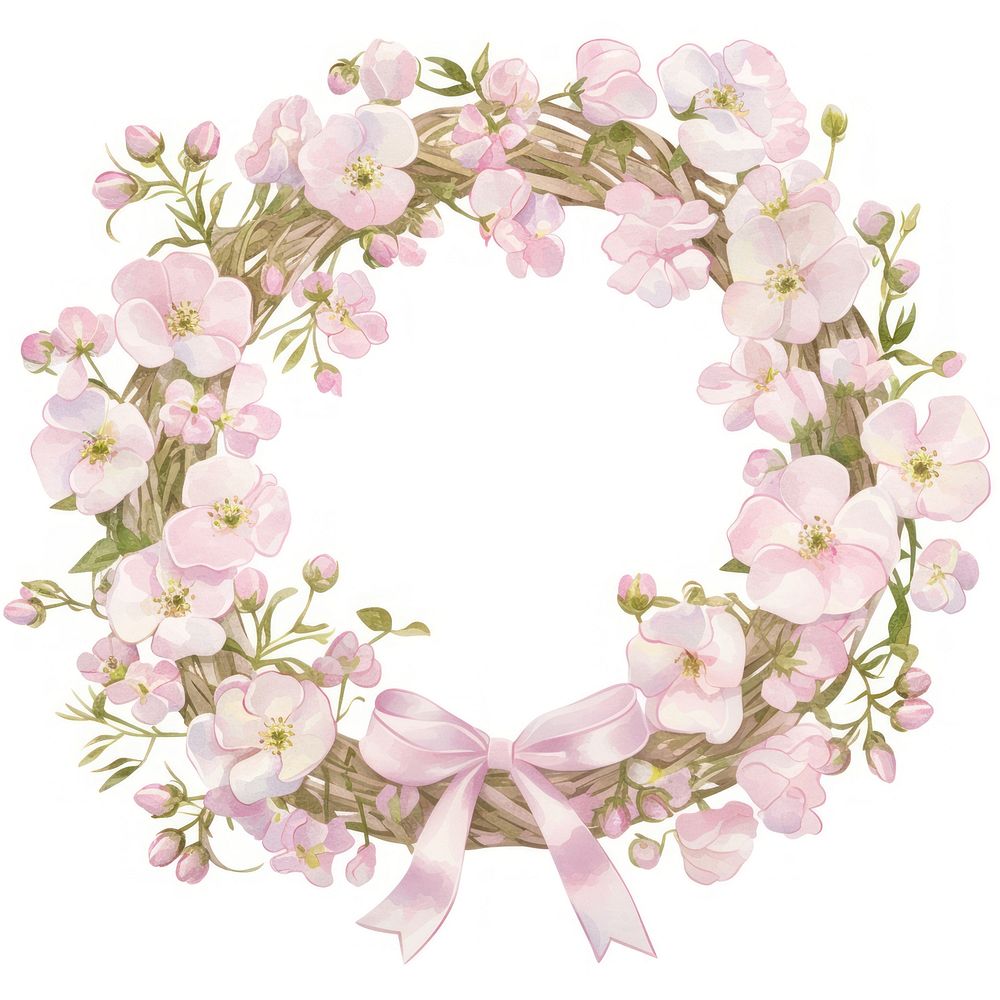 Coquette flower wreath flowers art illustration.