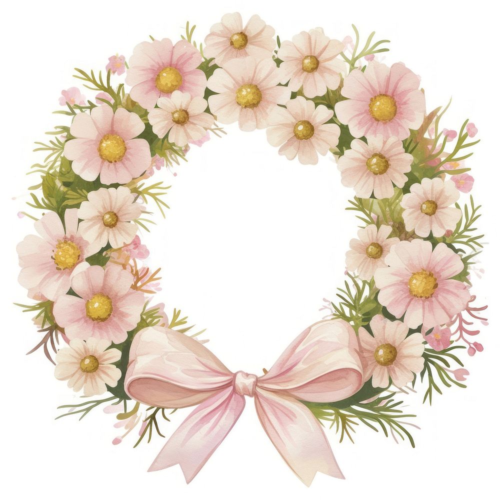 Coquette flower wreath flowers illustration pink.