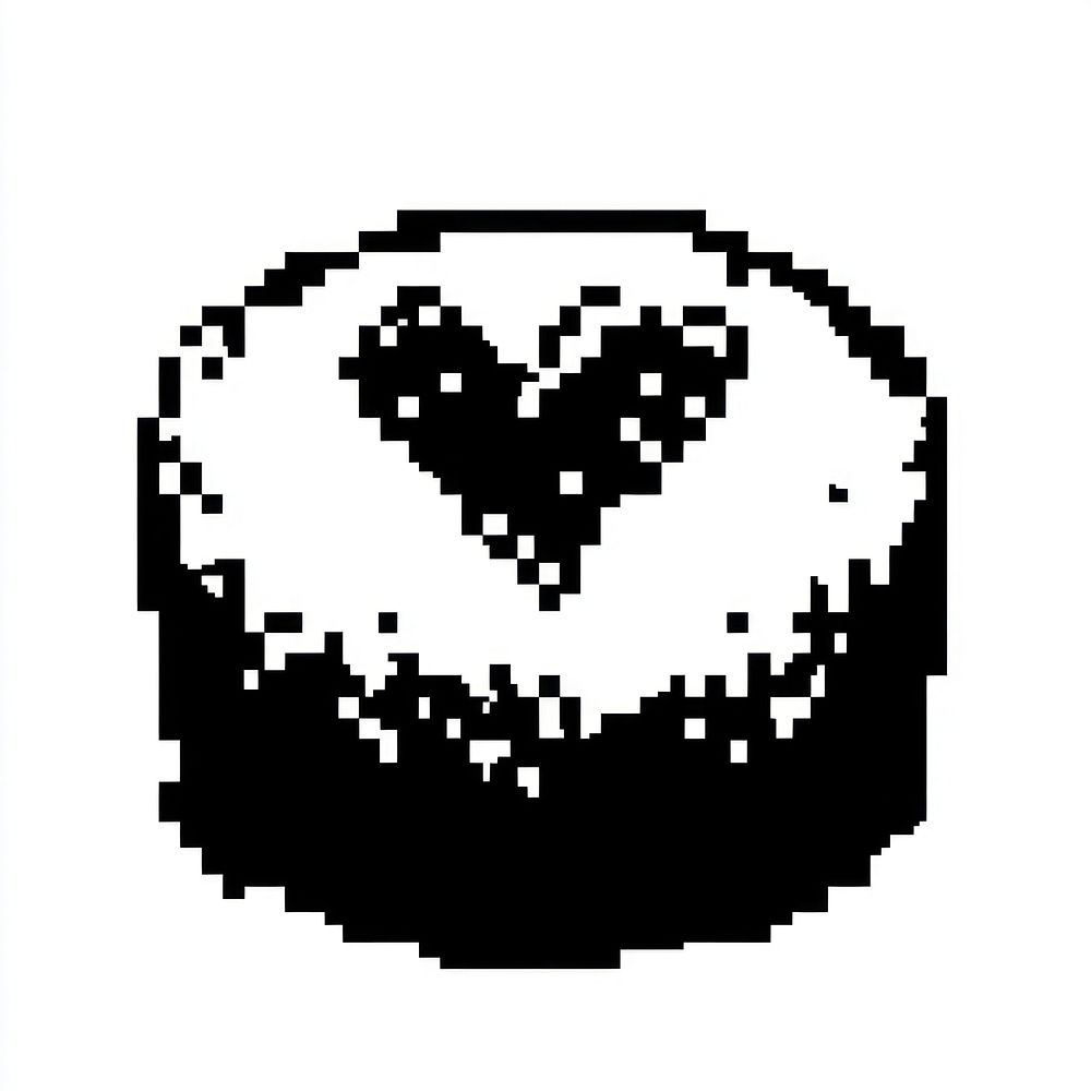 Cake heart pixel black.