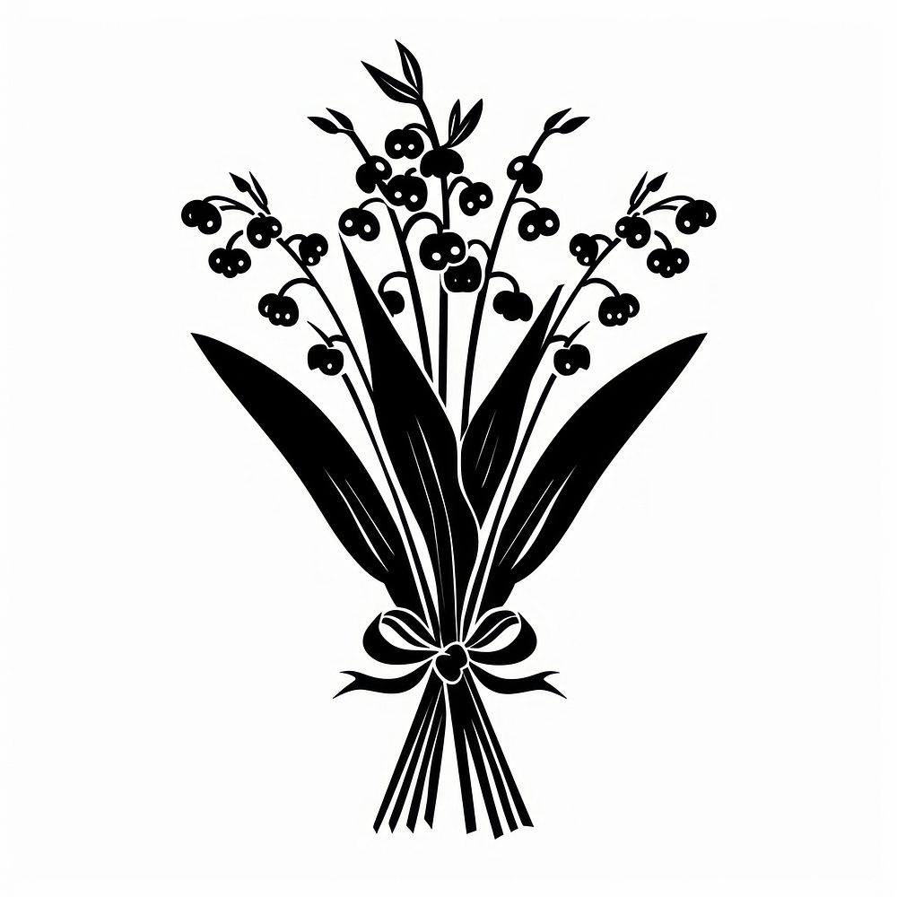 Lily of the valley flower silhouette graphics.