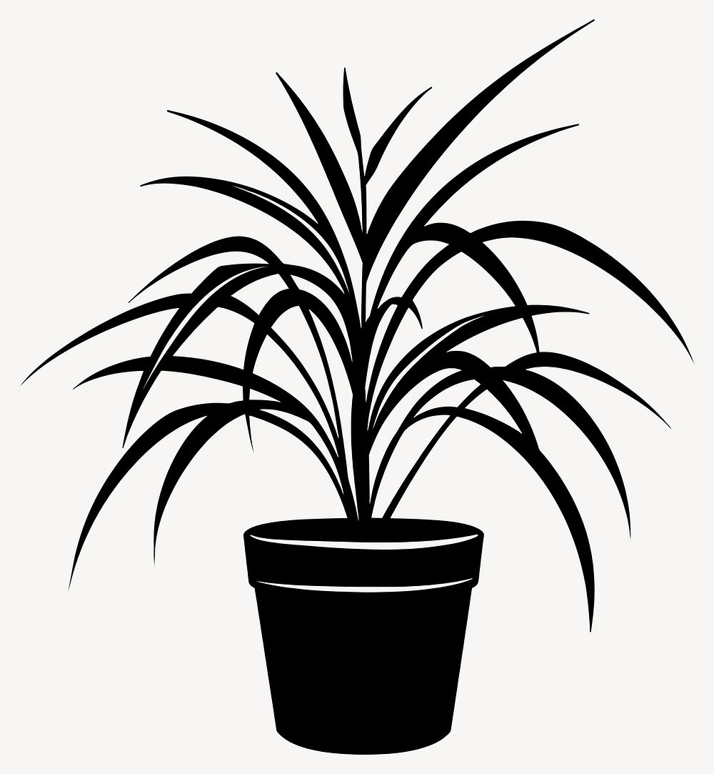 Potted plant with spider plant silhouette simple potted vector