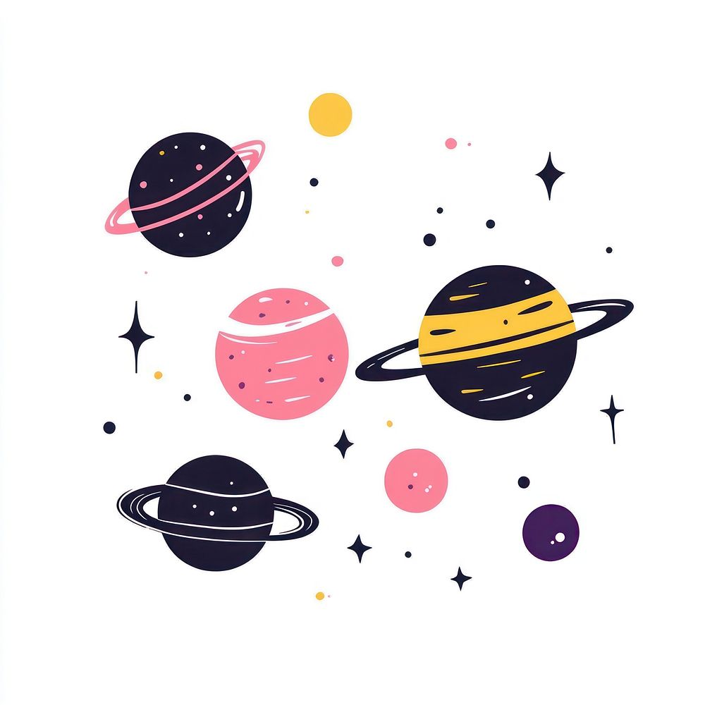 A group of planet illustration universe planets.