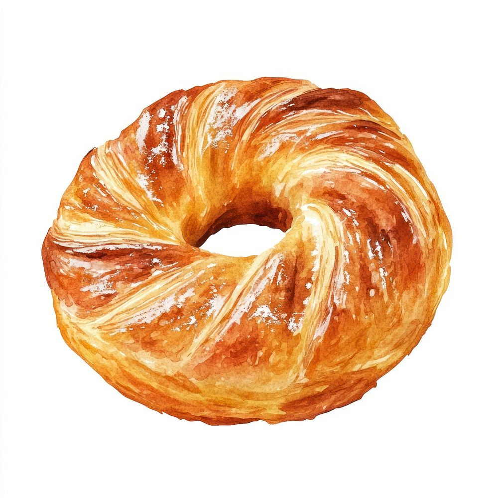 Cruffin pastry illustration watercolor croissant.