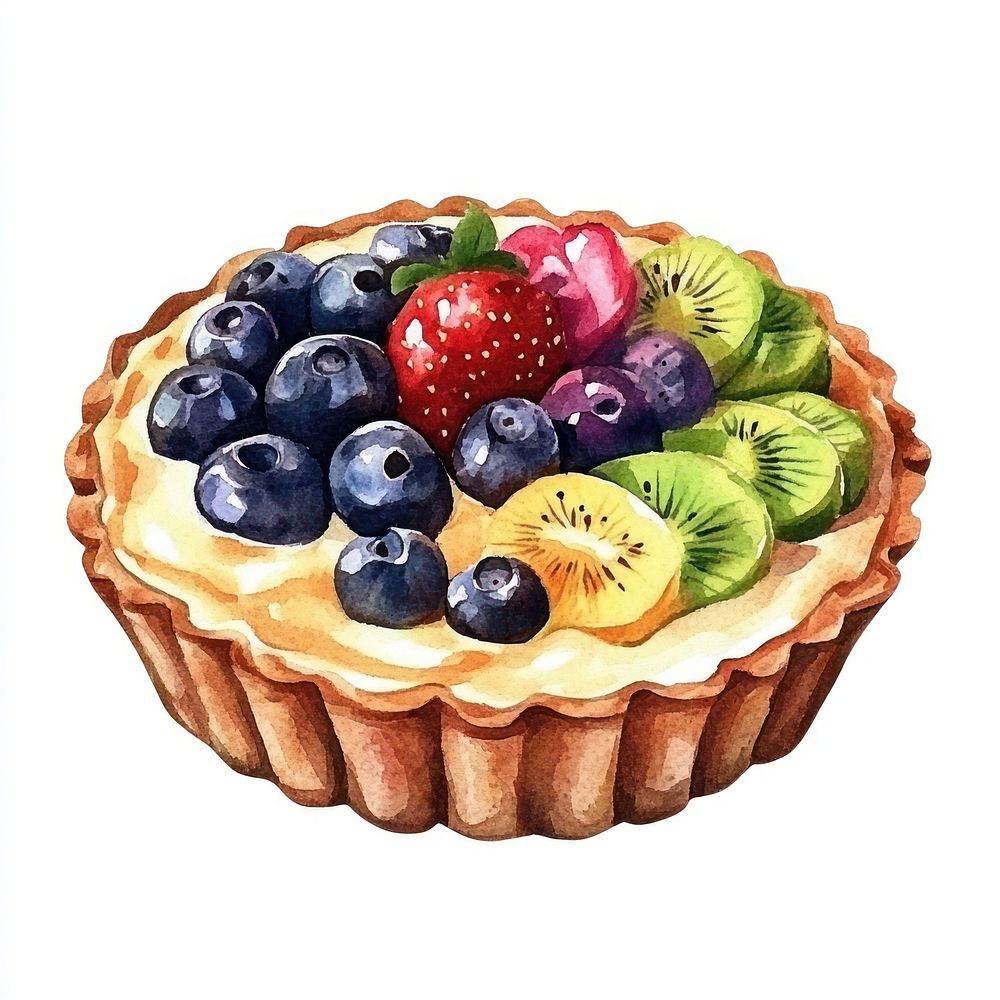 Financier dessert illustration watercolor.