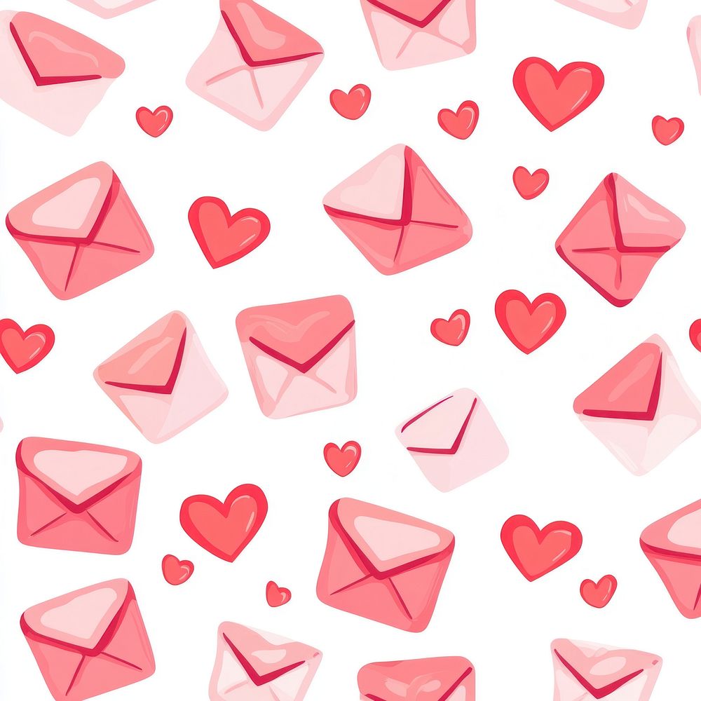 Envelopes with hearts valentine seamless letters.