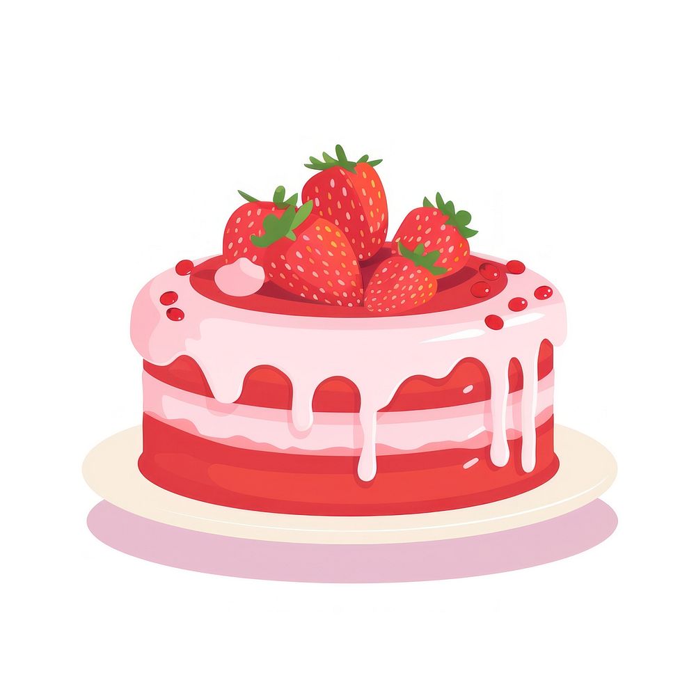 Strawberry cake illustration dessert fruit.