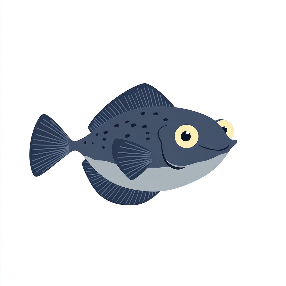 Blue tang fish illustration cartoon animal.