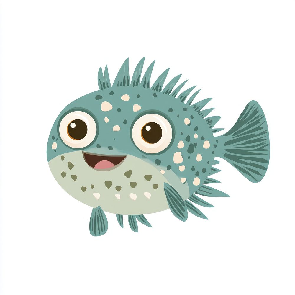 Puffer fish illustration animal ocean.