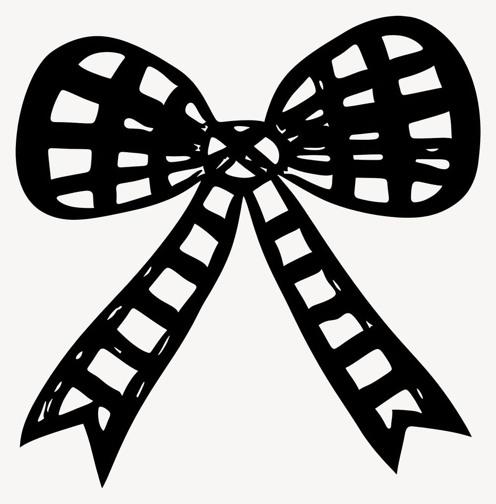 Bow ribbon style black white vector