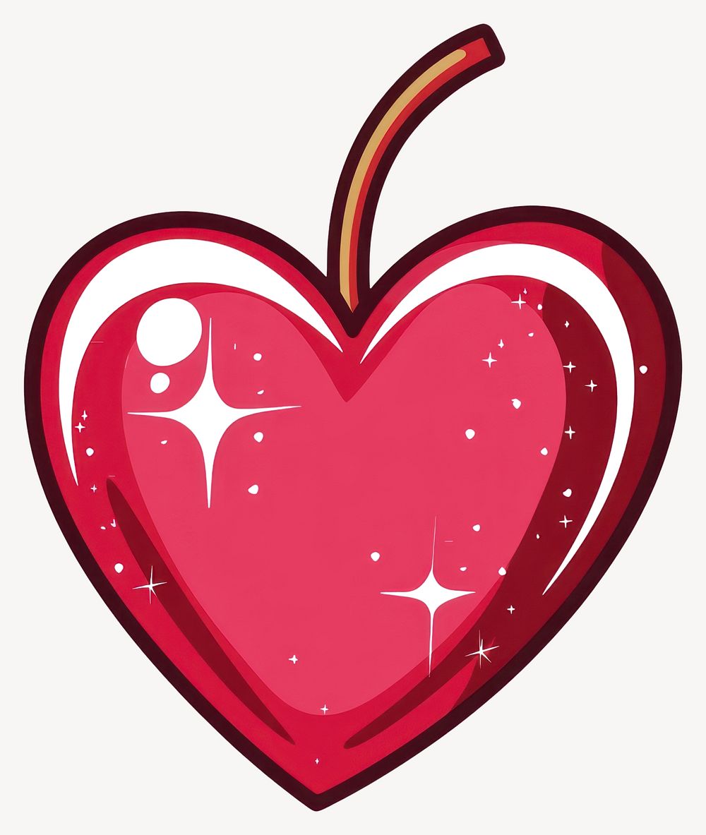 Heart sparkle cherry stardust cute icon illustration cartoon fruit vector