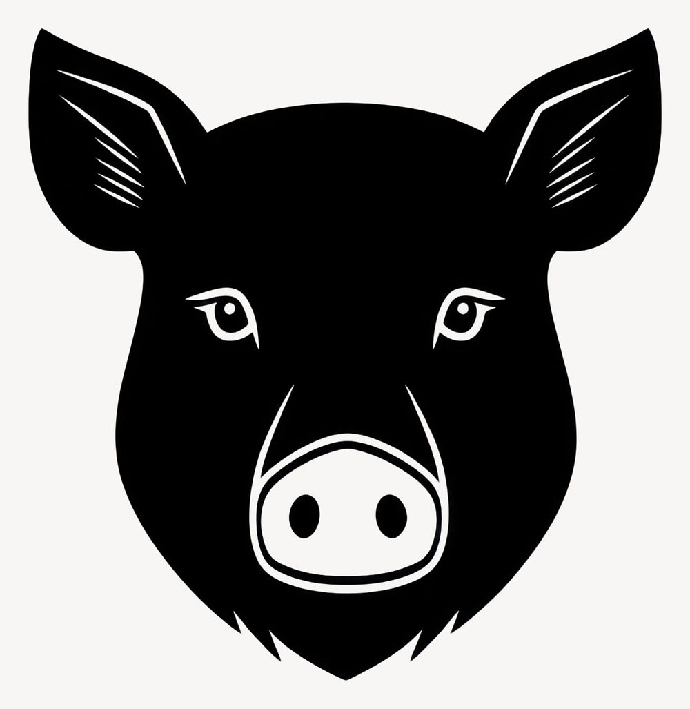 Boar face linear illustration animal black vector