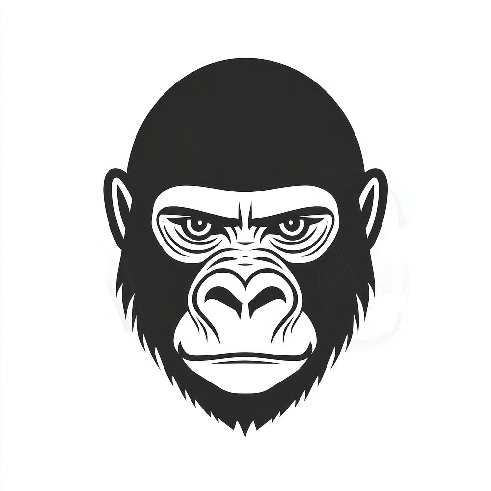 Gorilla face linear illustration wildlife animal.