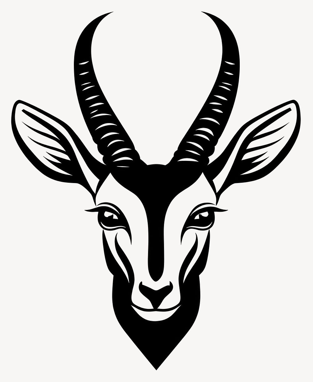 Gazelle face linear illustration antelope wildlife vector