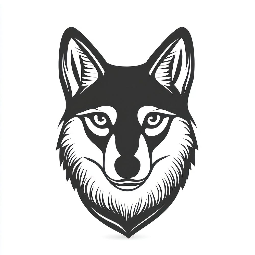 Wolf face linear art illustration drawing.