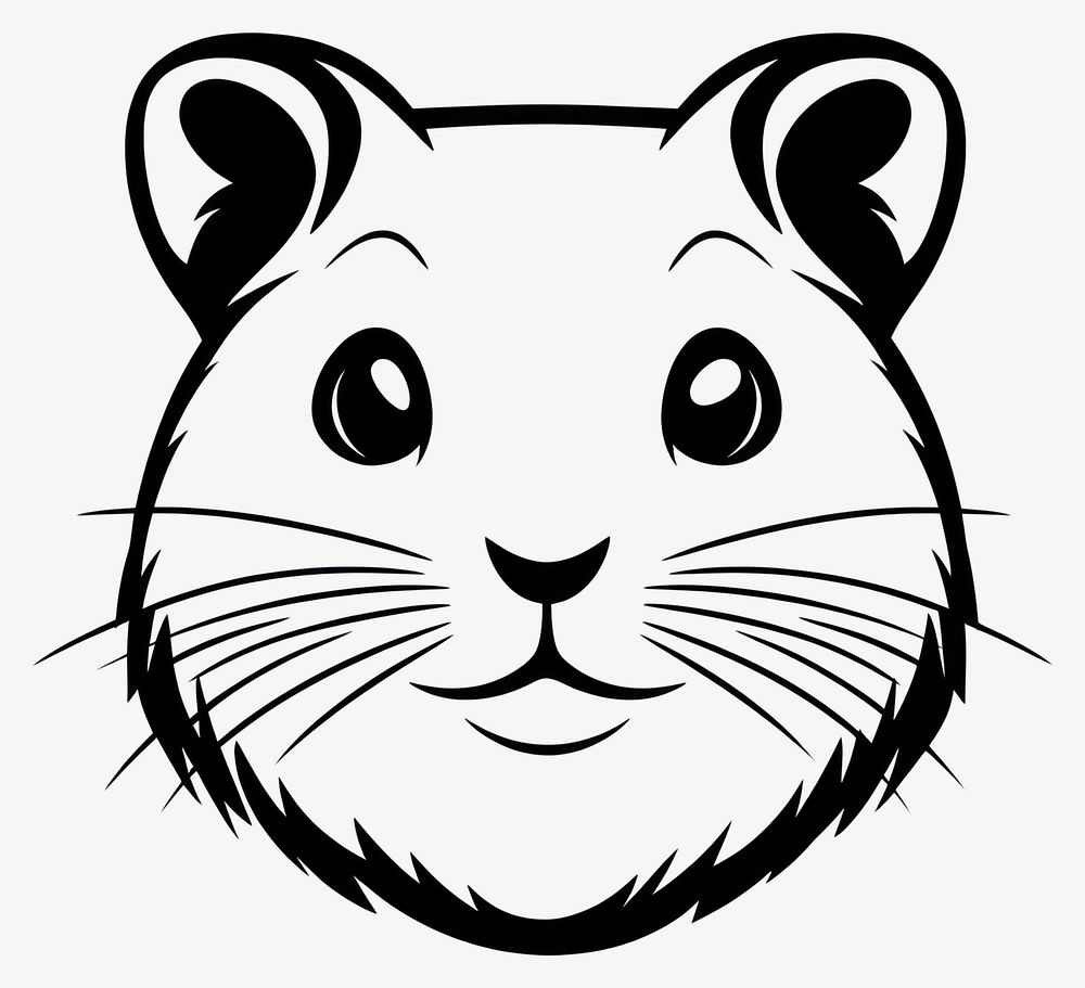 American Pika face linear illustration drawing animal vector