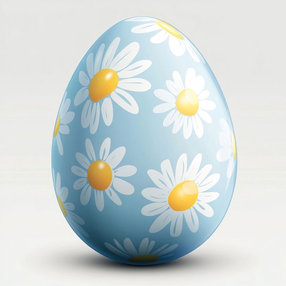 Light blue easter egg pattern flowers yellow.