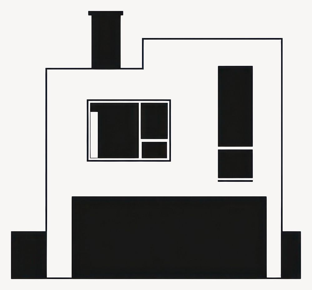 Modern townhouse illustration black white vector