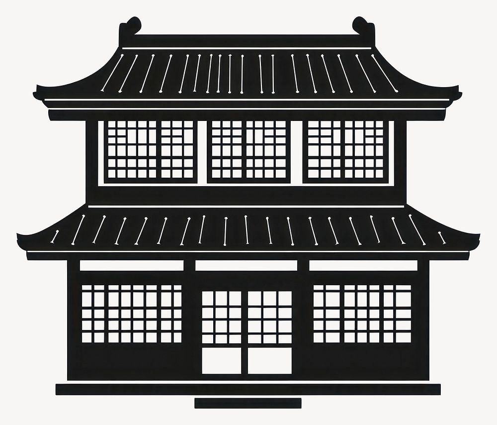 Asian shop house architecture silhouette building vector