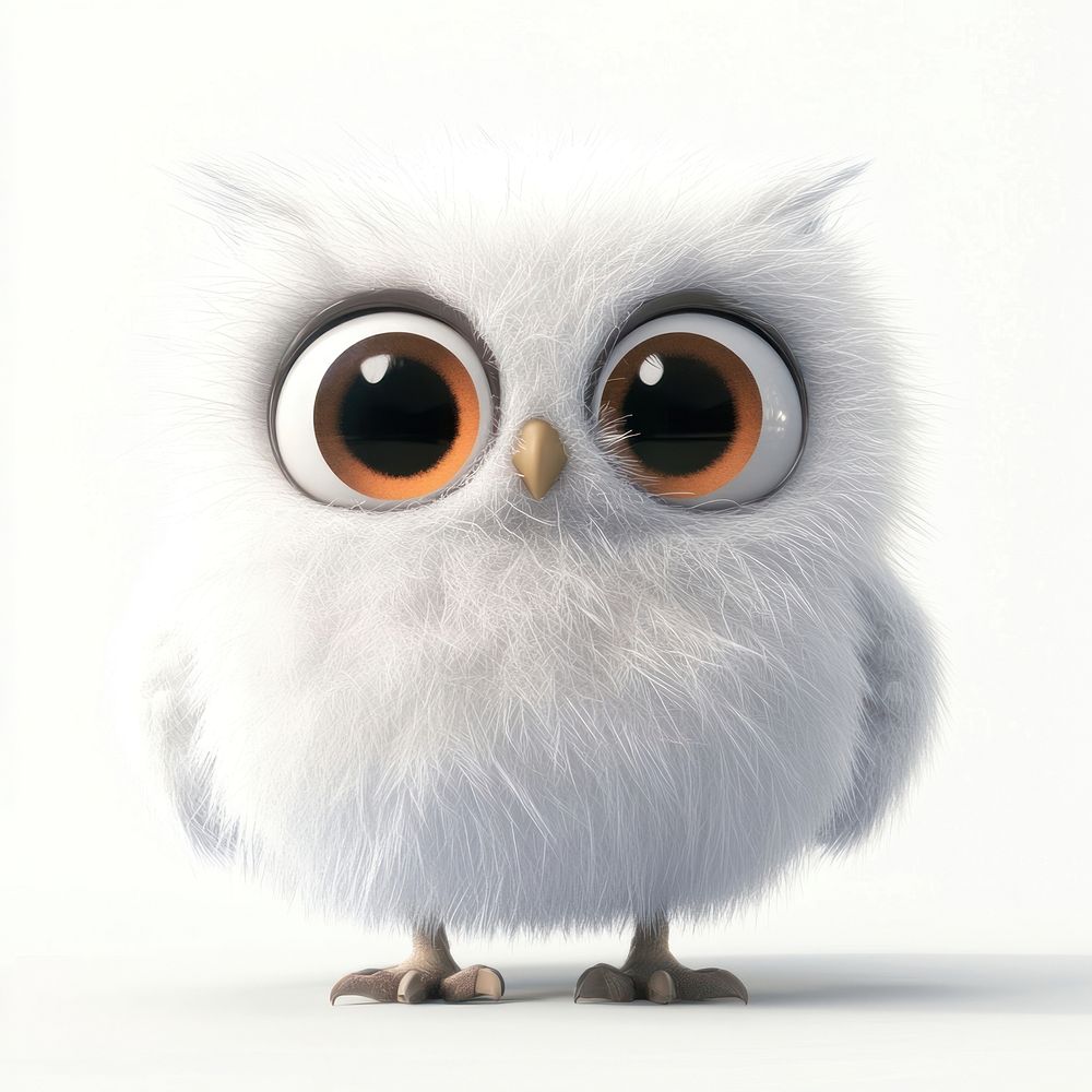 White owl brid illustration cartoon animal.