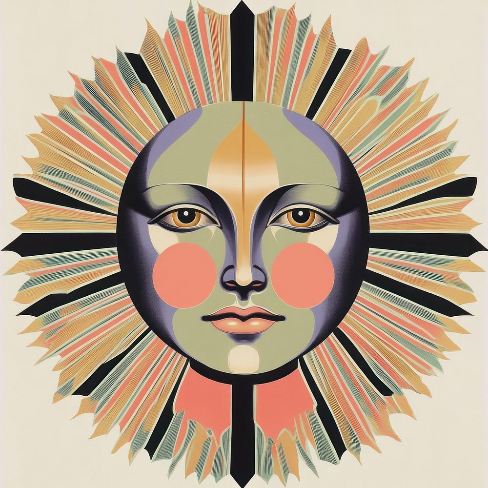 The sun art illustration face.