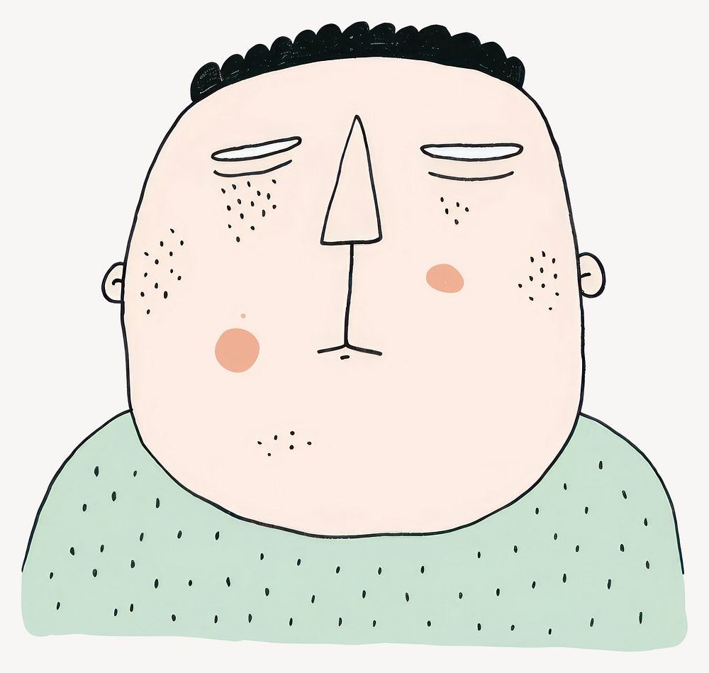 Sleepy man face art expression vector