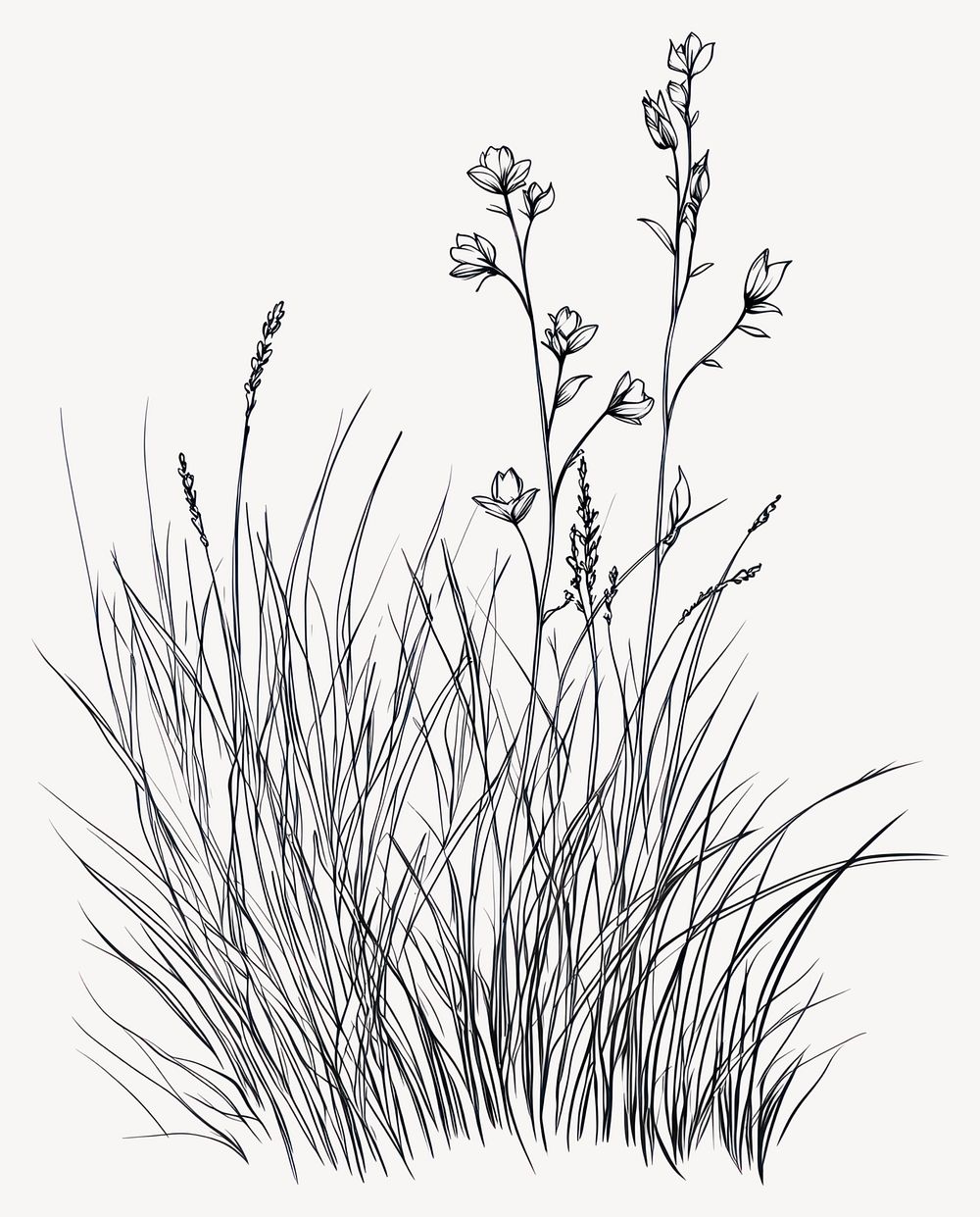 Meadow line with grass drawing sketch black vector