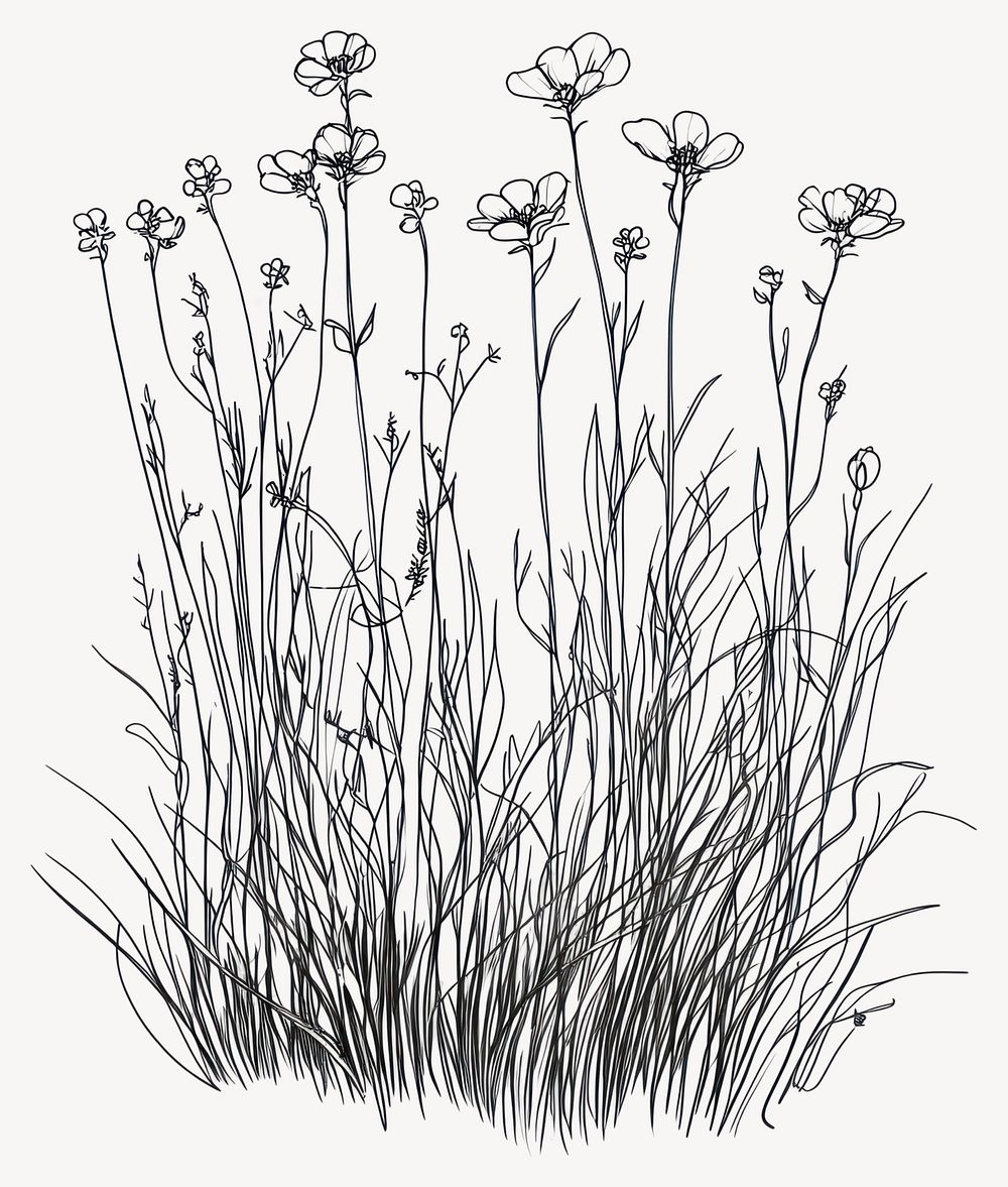 Wild flower Thimbleweed drawing flowers sketch vector