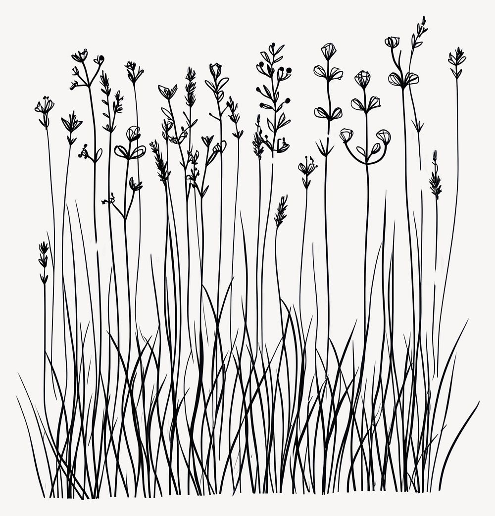 Wild flower Horsetail drawing grass flowers vector