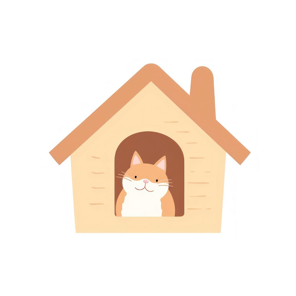 Cat in cat house illustration animal cute.