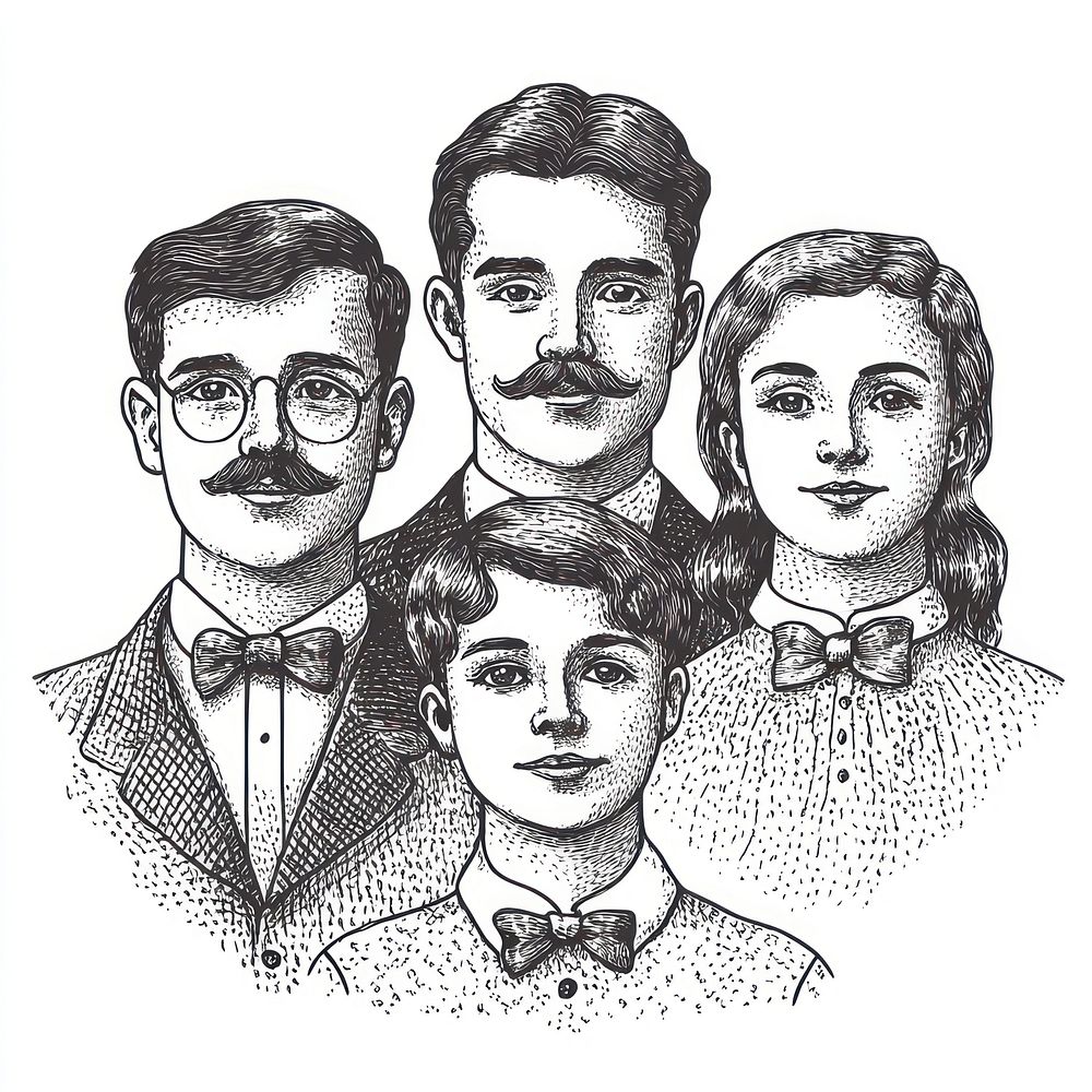 Family portraits art illustrated accessories. Free