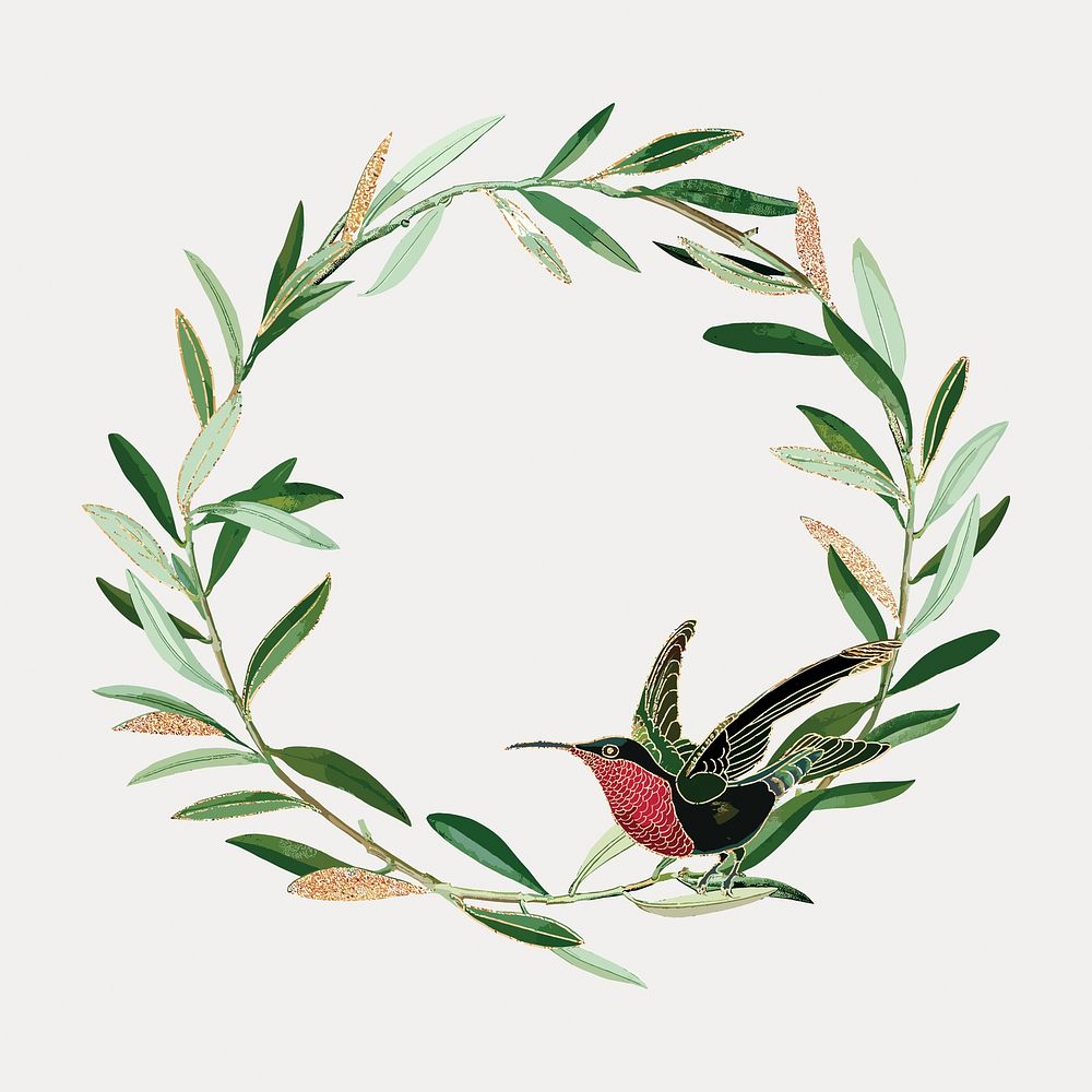 Olive branches wreath /green botanical vector. Remixed by rawpixel.