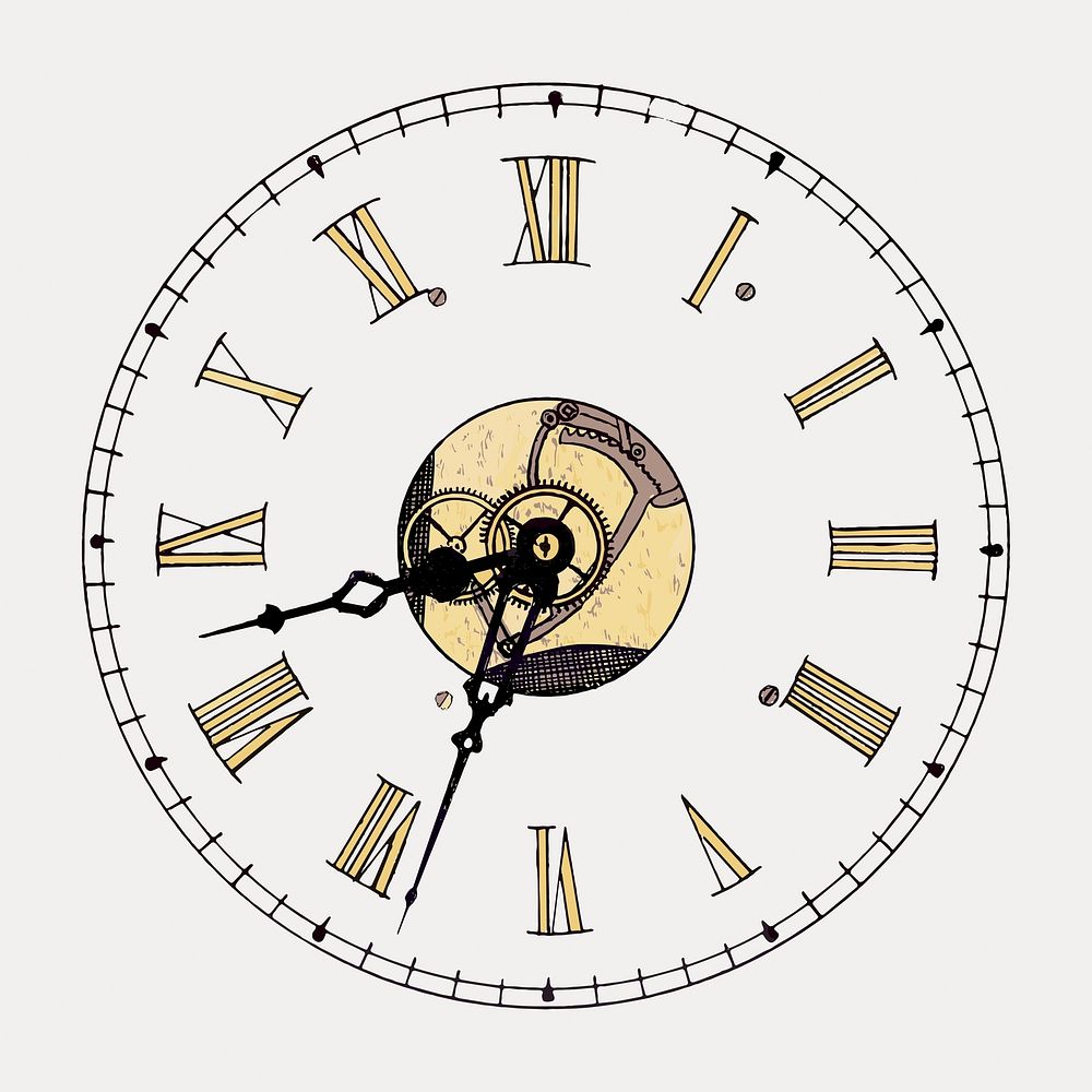 Clock dial illustration isolated on white, vector. Remixed by rawpixel.