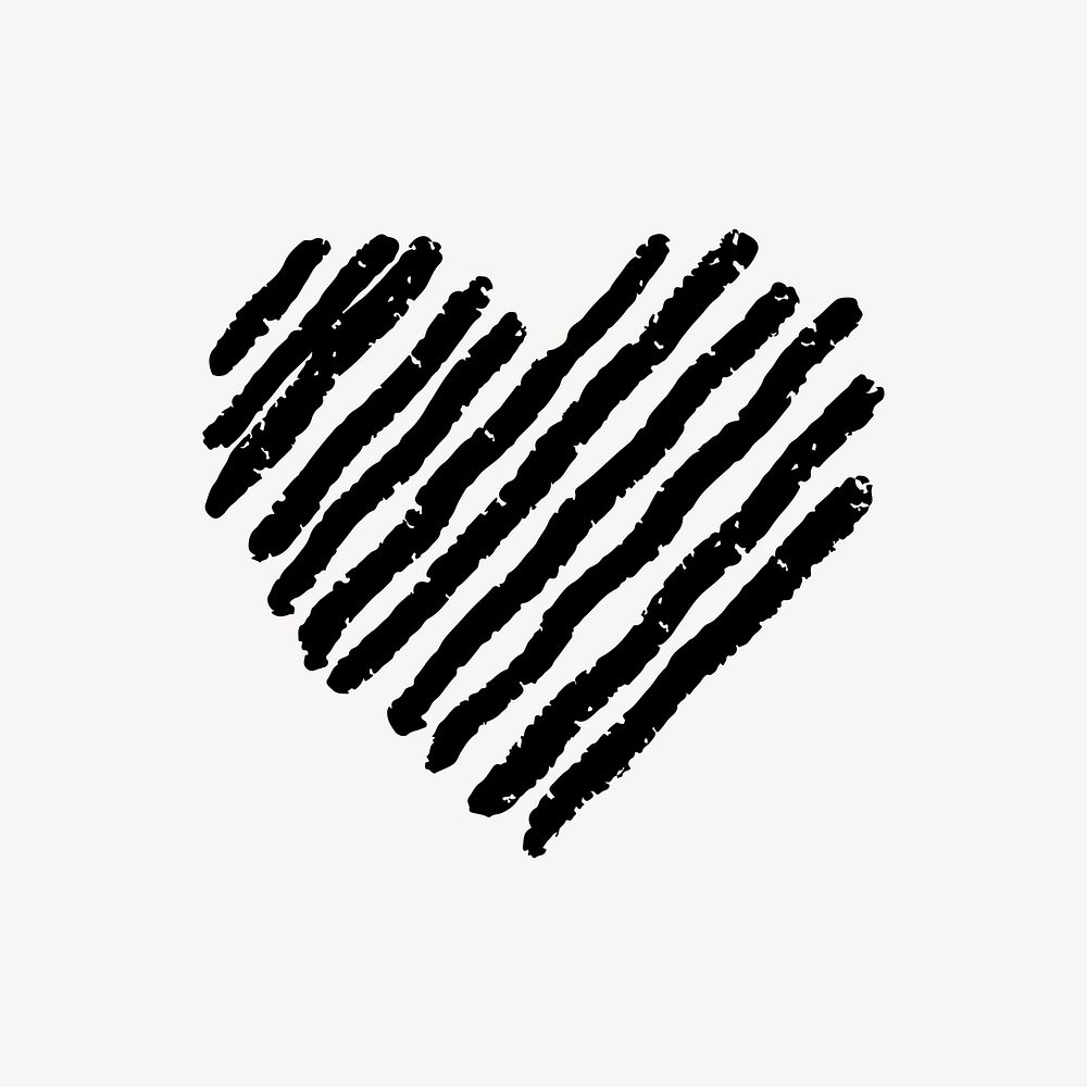 Striped heart black illustration, Valentine's Day vector