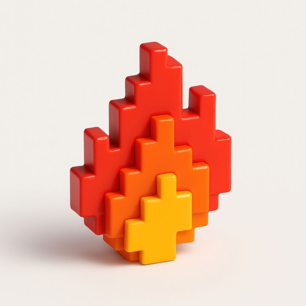 Pixelated flame toy illustration. | Free Photo Illustration - rawpixel