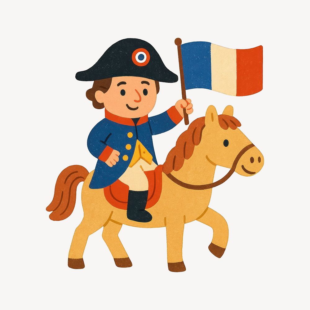 Napoleon cartoon riding horse | Free Photo Illustration - rawpixel