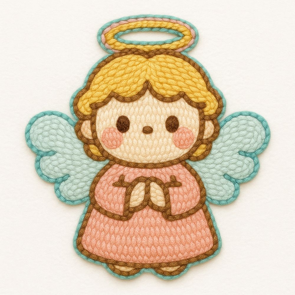 Cute embroidered angel illustration | Free Photo Illustration - rawpixel