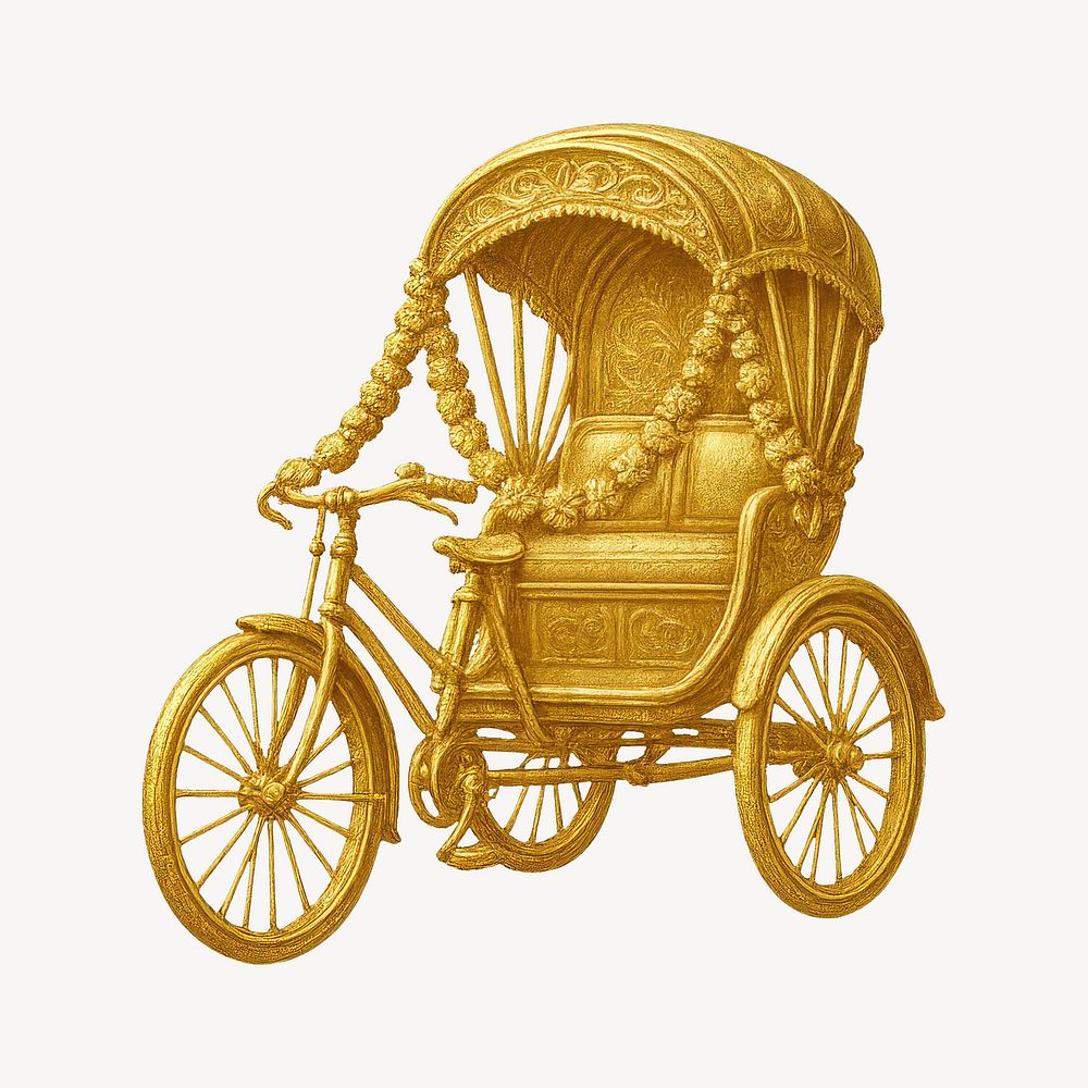 Golden vintage ornate rickshaw illustration | Free Photo Illustration ...