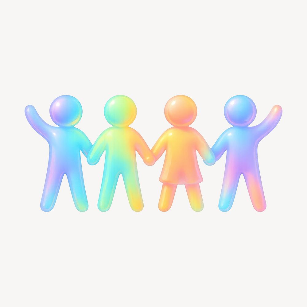 Colorful unity figures holding hands | Free Photo Illustration - rawpixel