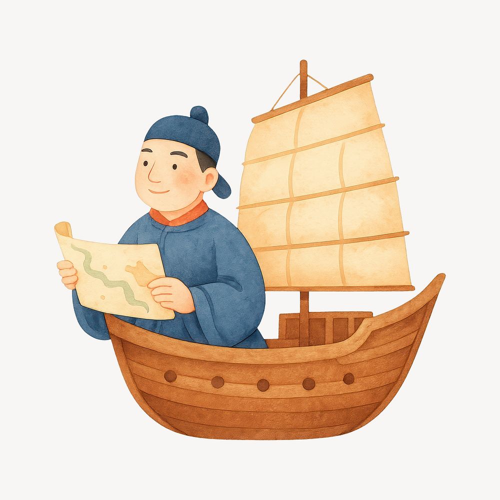 Explorer navigating ancient seas map | Free Photo Illustration - rawpixel