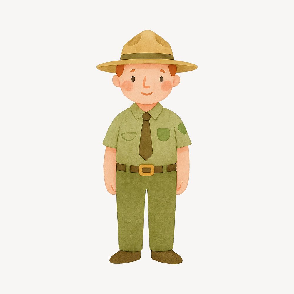 Friendly cartoon park ranger illustration | Free Photo Illustration ...