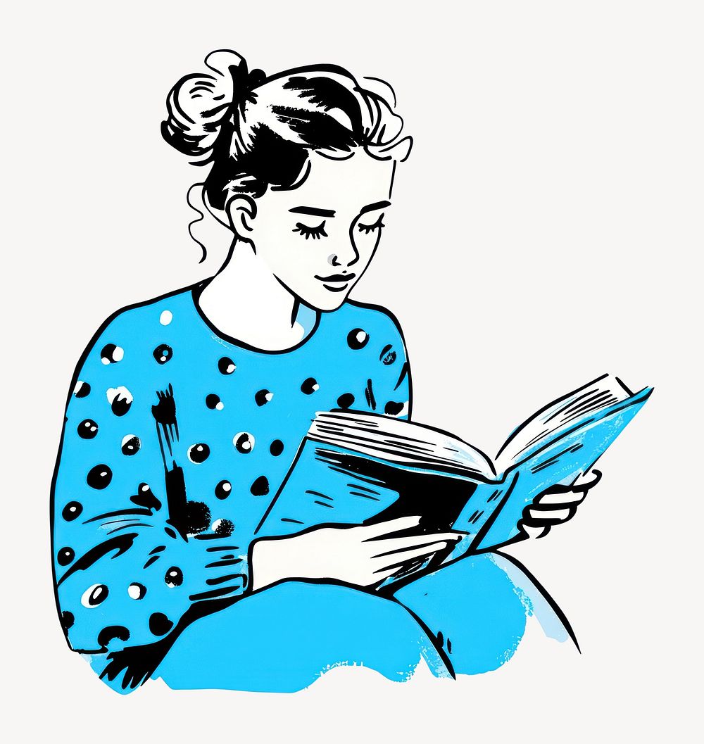 Woman reading book drawing style Free Vector rawpixel