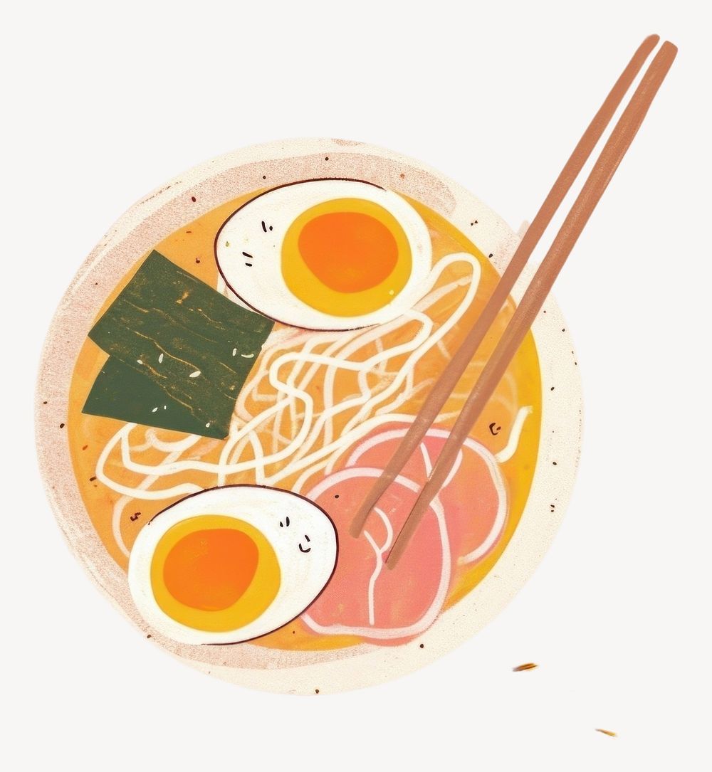 Cute noodles illustration chopsticks food meal vector