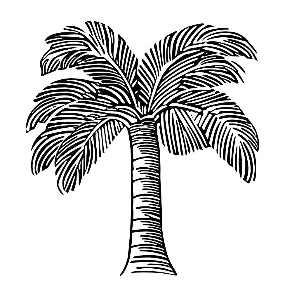 Coconut tree drawing art white. | Free Photo Illustration - rawpixel